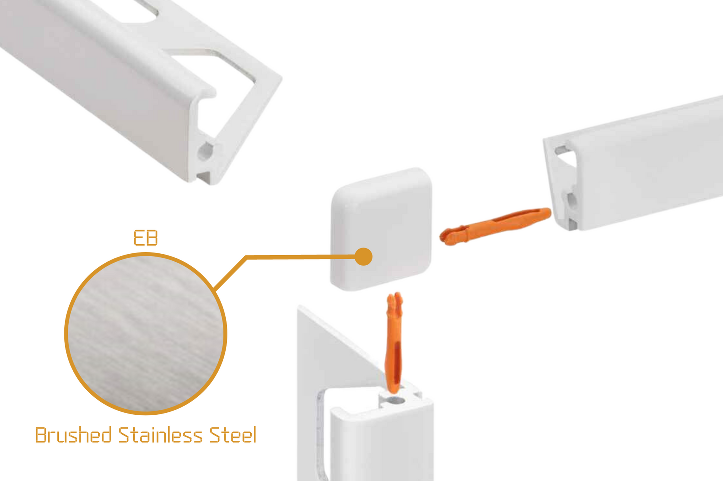 Schluter Jolly J - External Corner - Brushed Stainless Steel
