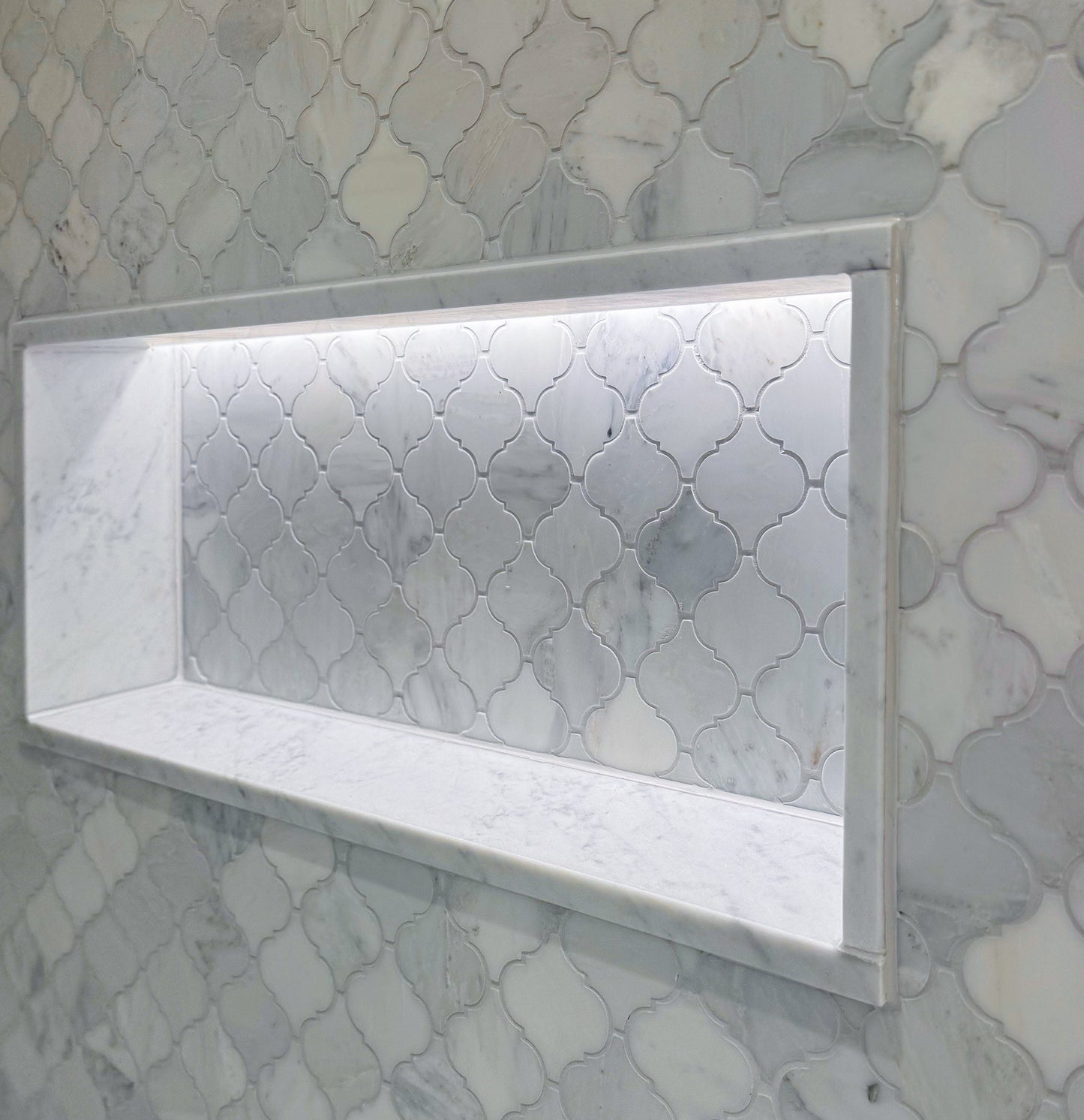 Alpi Carrara Marble Honed Arabesque Mosaic