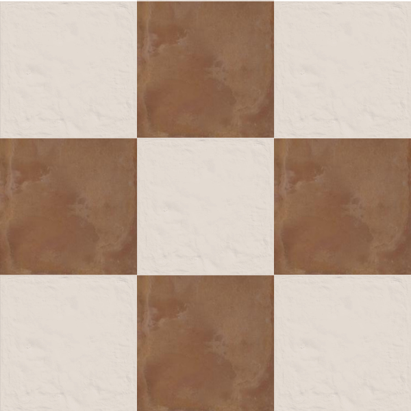 Kiln Terracotta And Bianco Assoluto Chequerboard
