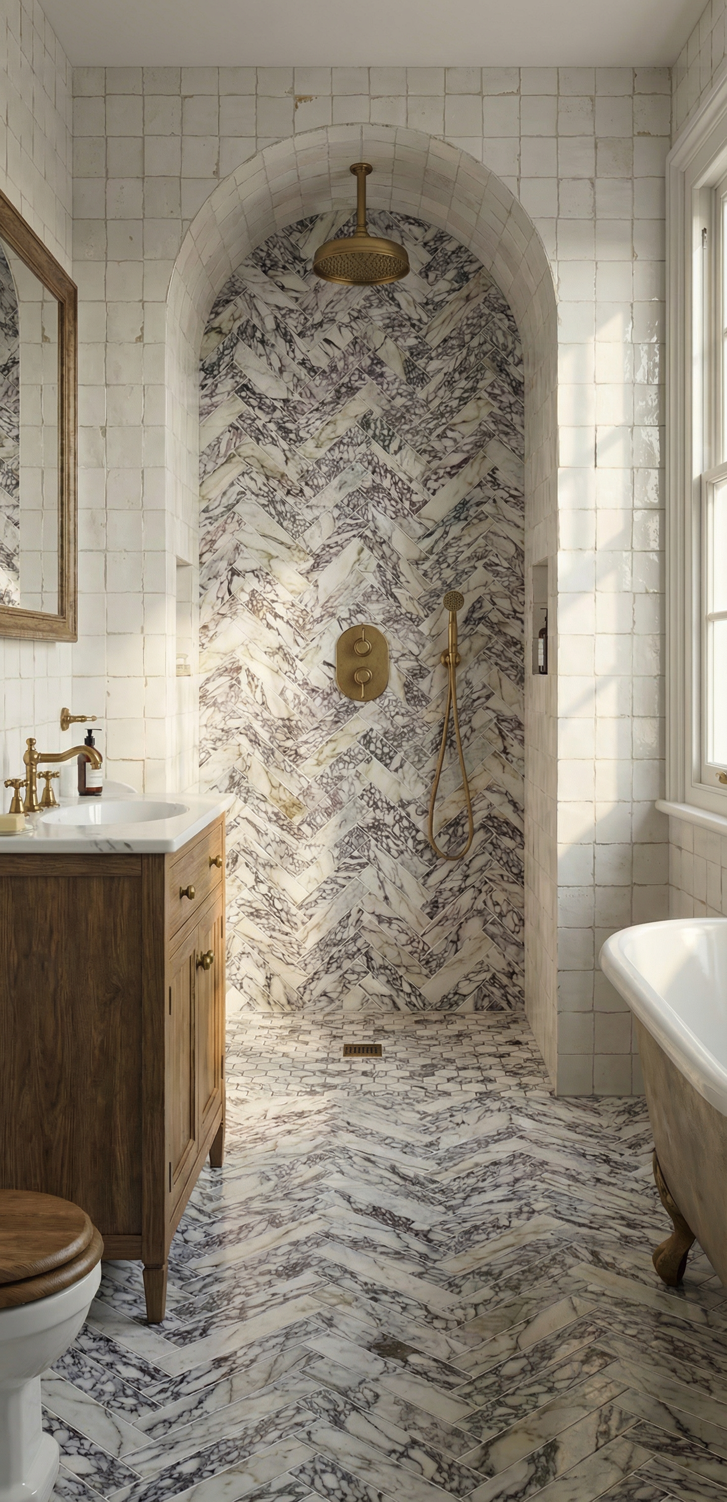 Calacatta Viola Marble Honed Brick