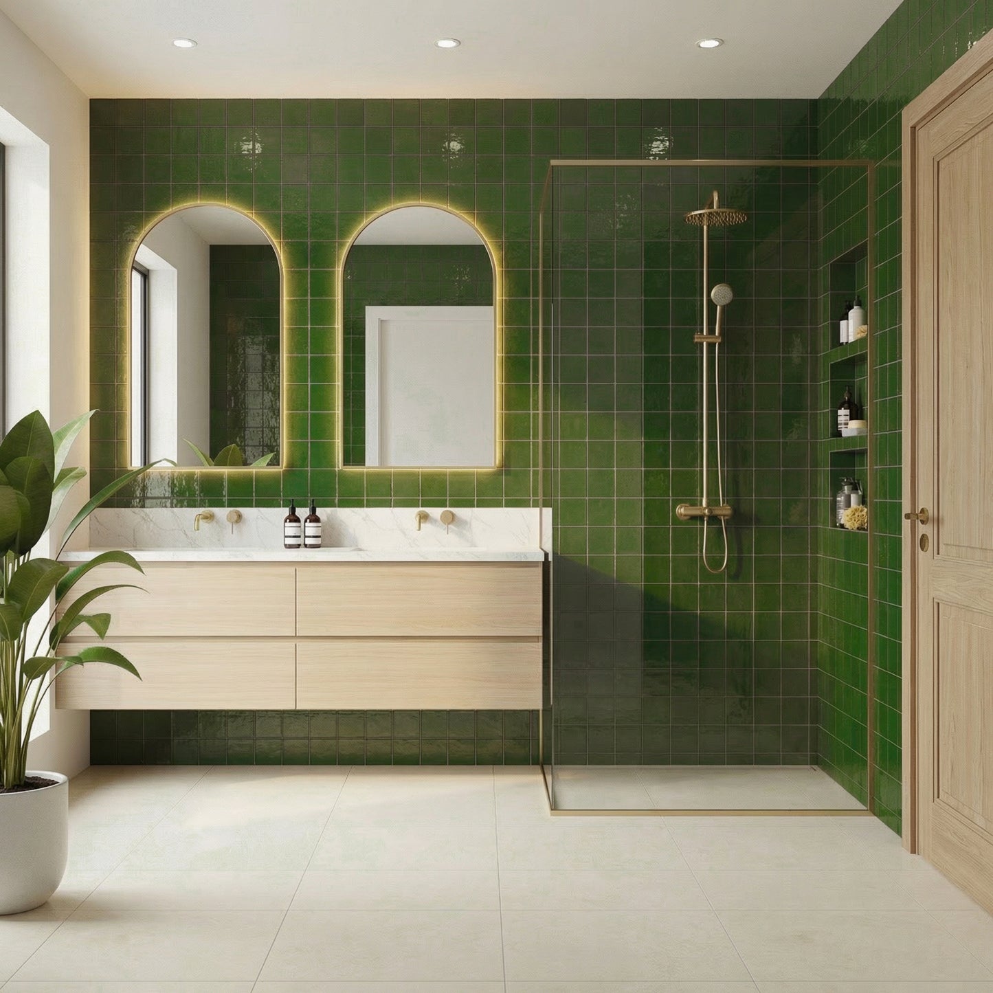 Green Square Zellige Wall Tiles