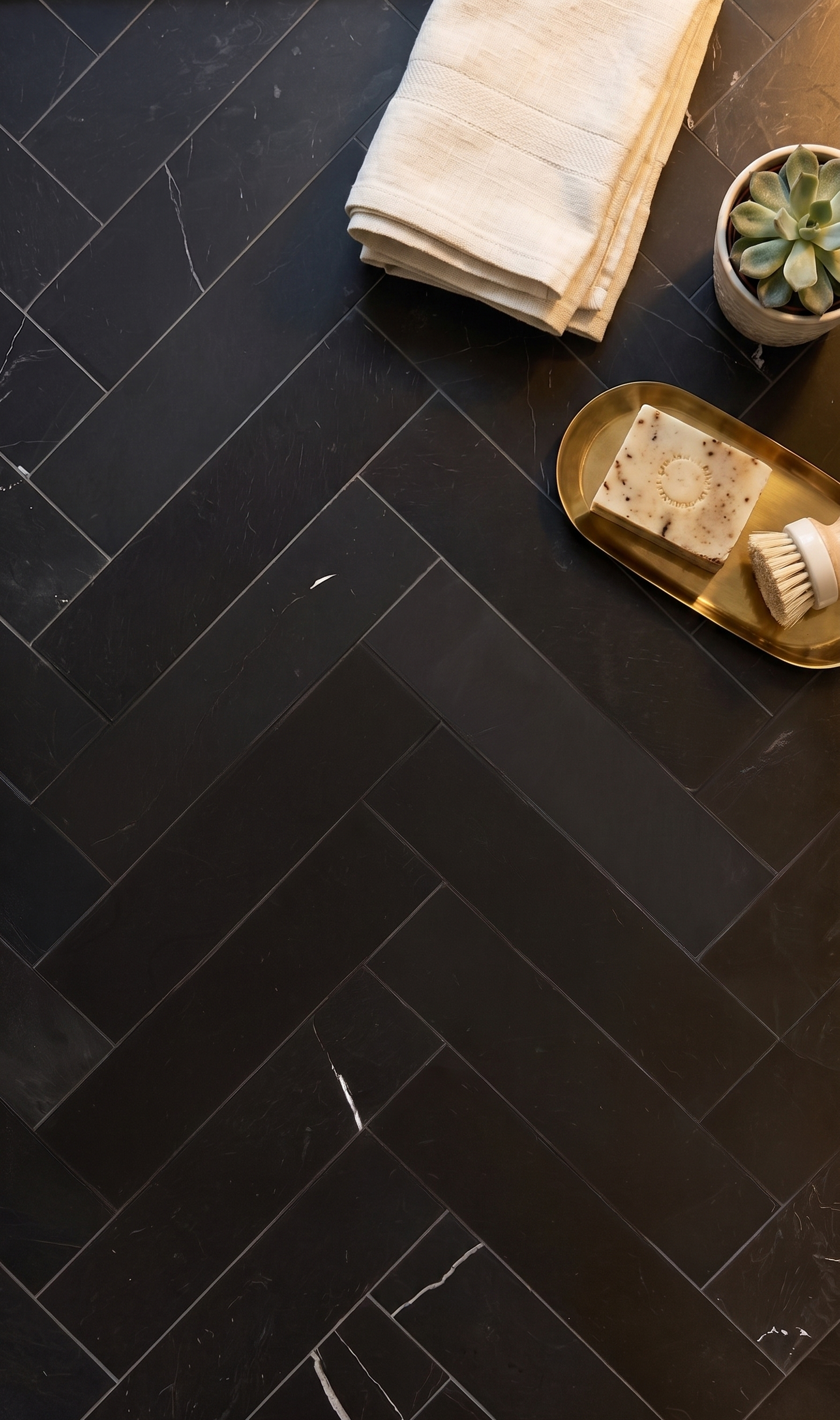 Nero Marquinia Marble Honed Brick