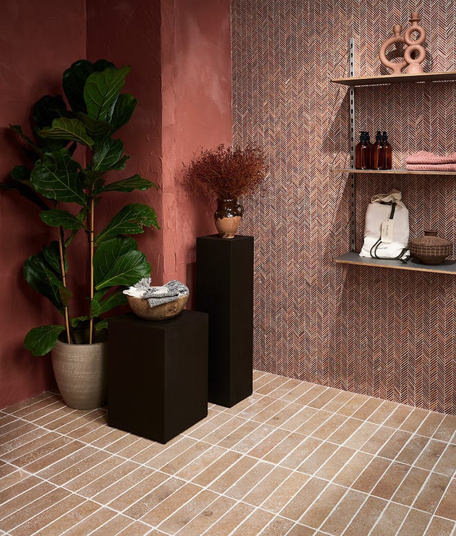 Athens Rosso Travertine Tumbled Finish