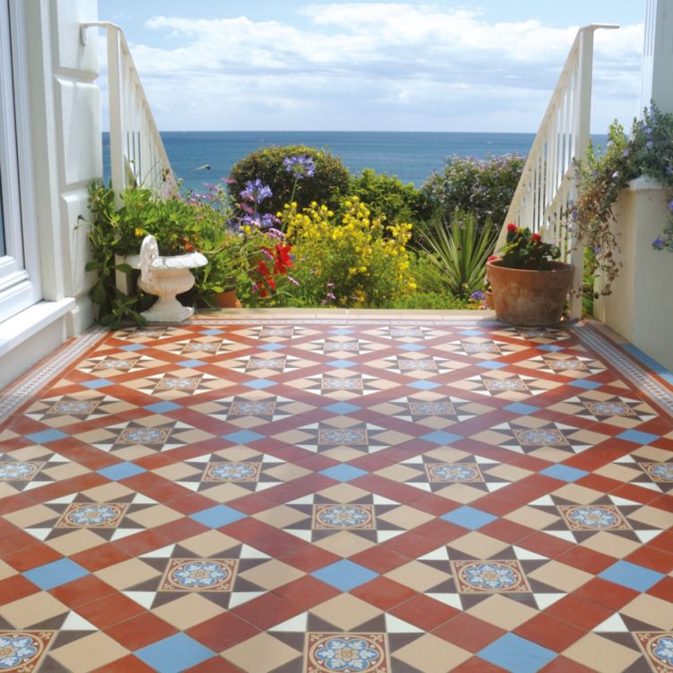 Blenheim - Blue, Brown, Buff, Red & White with Livingstone Blue on Buff