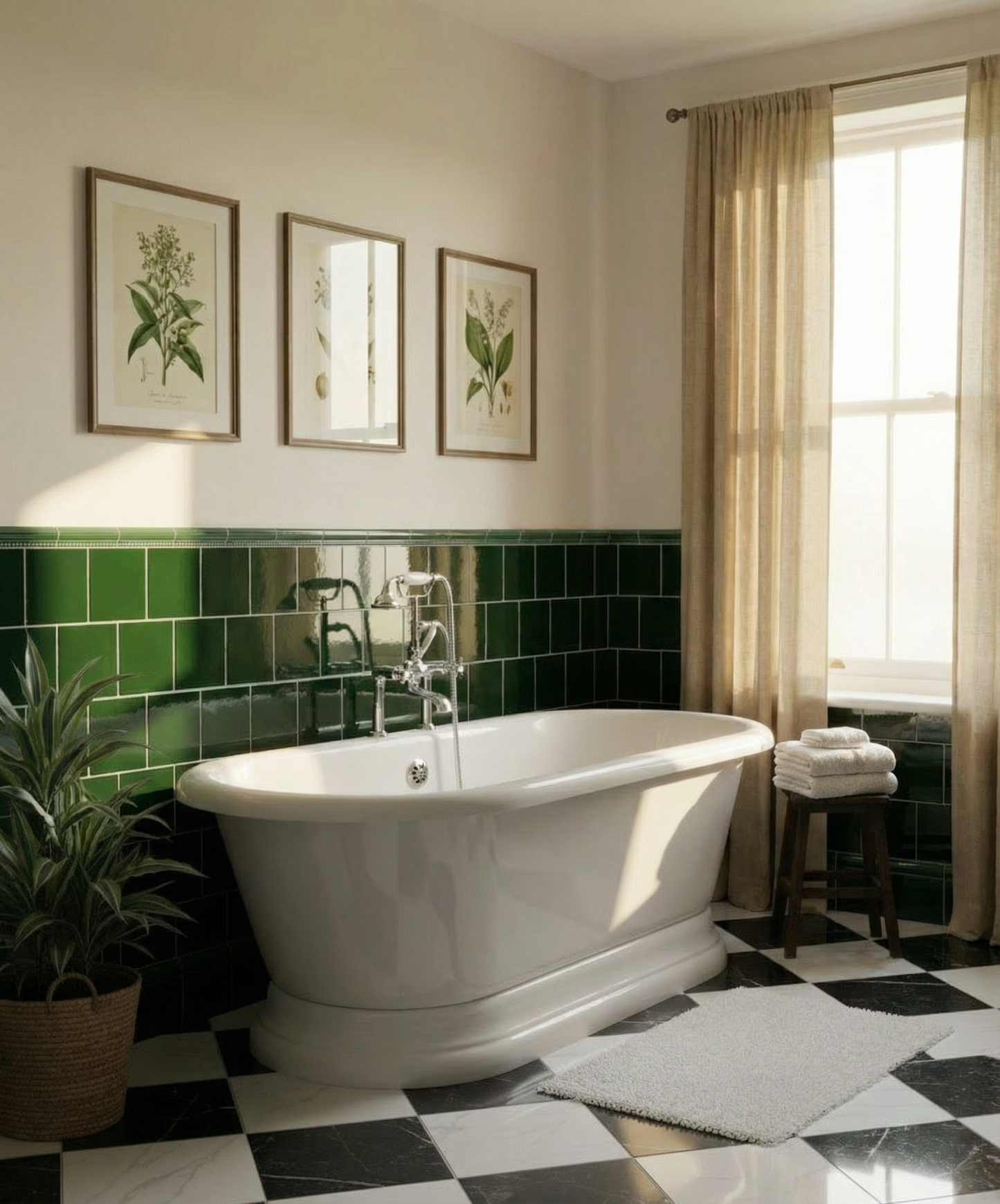 Alpi Carrara and Nero Marquinia Honed Marble Chequerboard