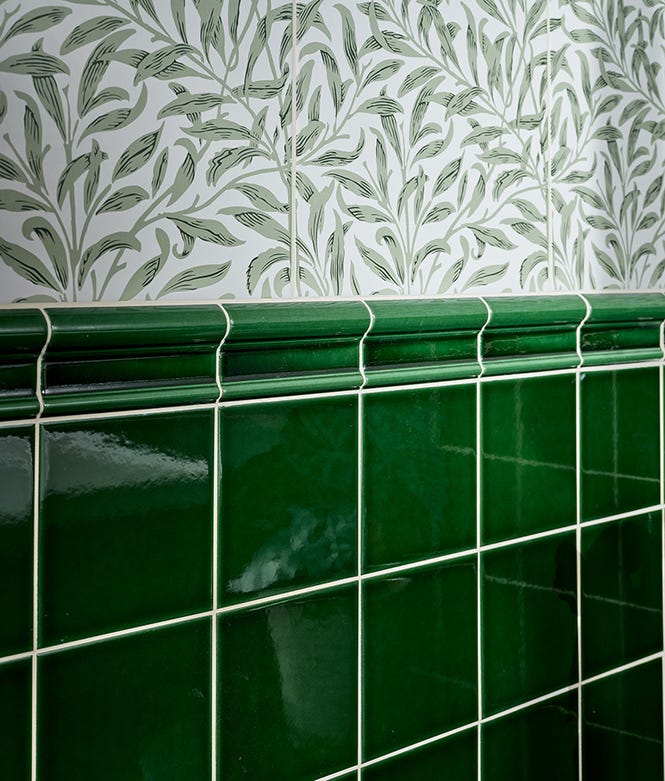 Victorian Style Olive Green Crackle Glaze Dado