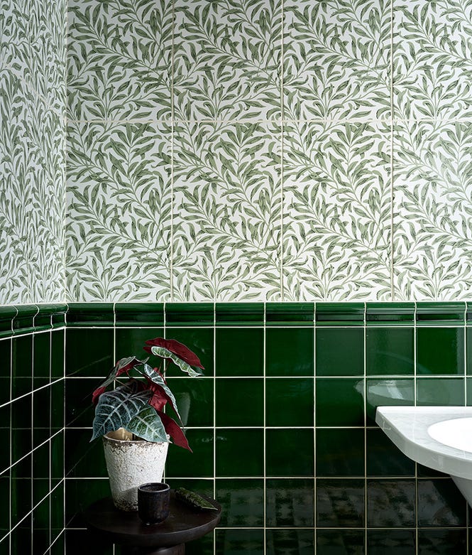 Victorian Style Olive Green Square Glaze Crackle Glaze Finish