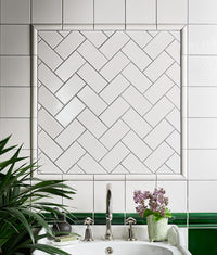 Victorian Style Antique White Square Glaze Crackle Glaze Finish