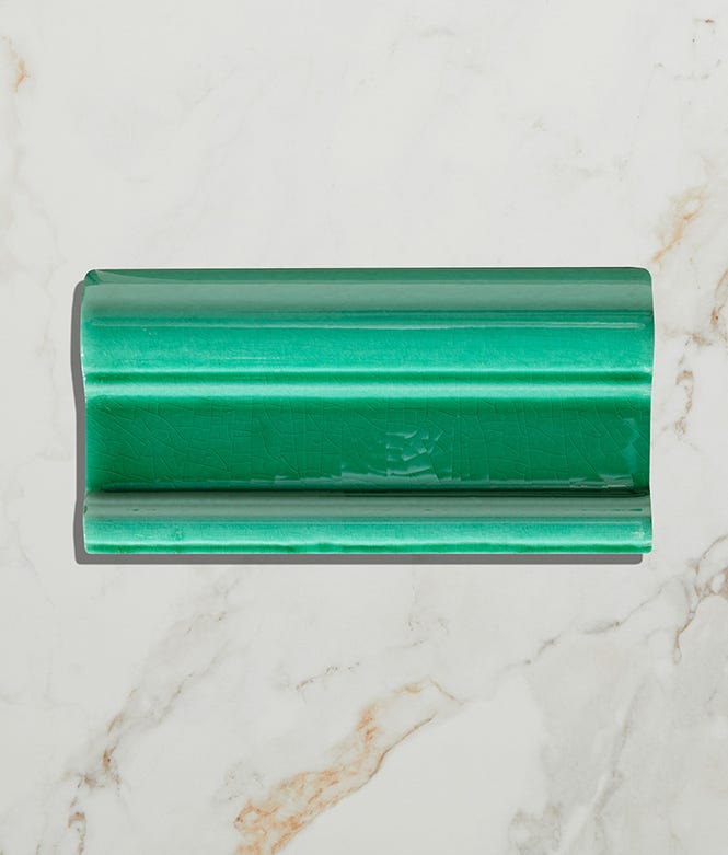 Victorian Style Emerald Green Crackle Glaze Dado