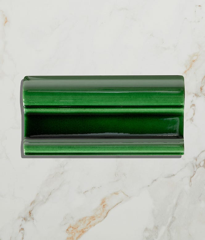 Victorian Style Olive Green Crackle Glaze Dado