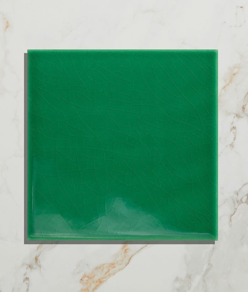 Victorian Style Emerald Green Square Glaze Crackle Glaze Finish