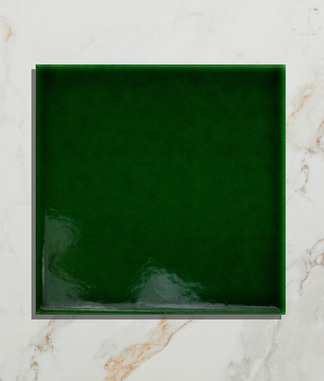 Victorian Style Olive Green Square Glaze Crackle Glaze Finish