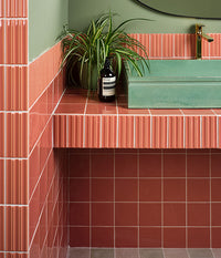Tunstall Fluted Brick Coral Gloss Finish