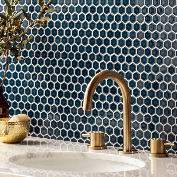 Mini Blue Gloss Hexagon