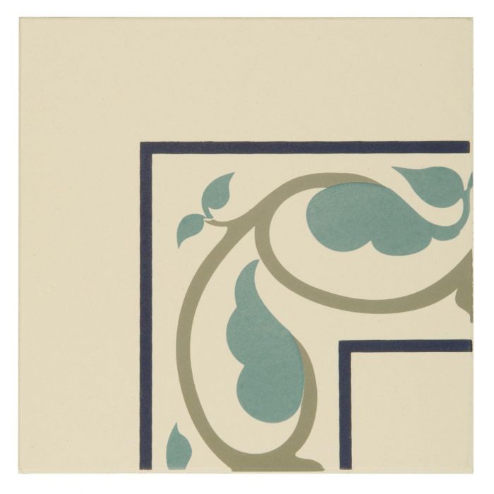 Moroccan Internal Corner Dublin, Dark Blue and Dark Jade on White