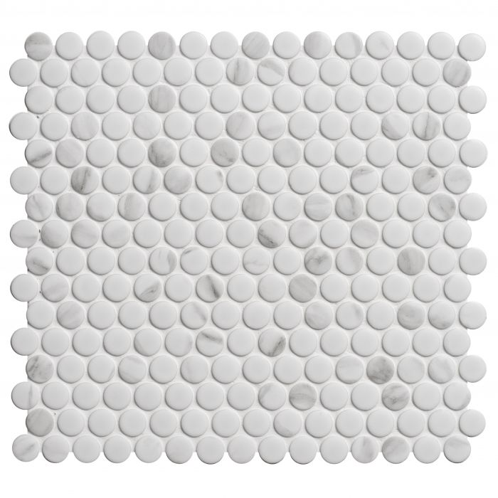 Penny Round Matt Carrara White