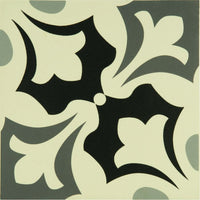 Rococo Light Grey, Dark Grey and Black on White
