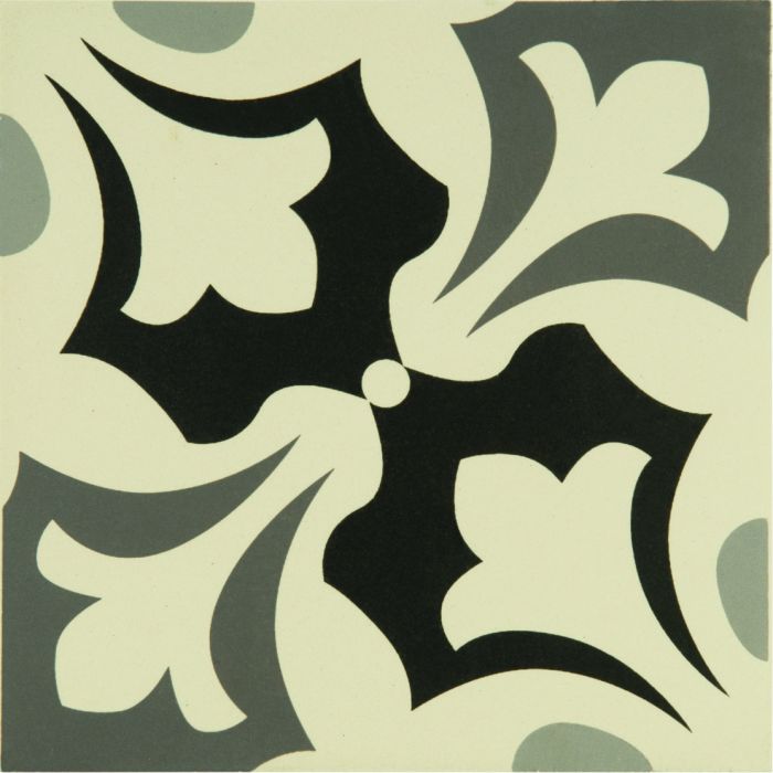 Rococo Light Grey, Dark Grey and Black on White