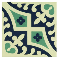 Romanesque Dark Blue and Dark Jade on White